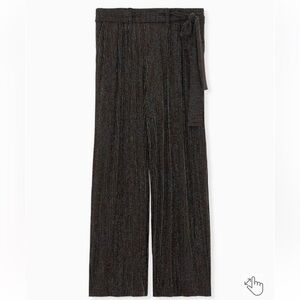 Torrid black dress pants sparkles metallic silver 
 Lurex Self-Tie Wide Leg Pant